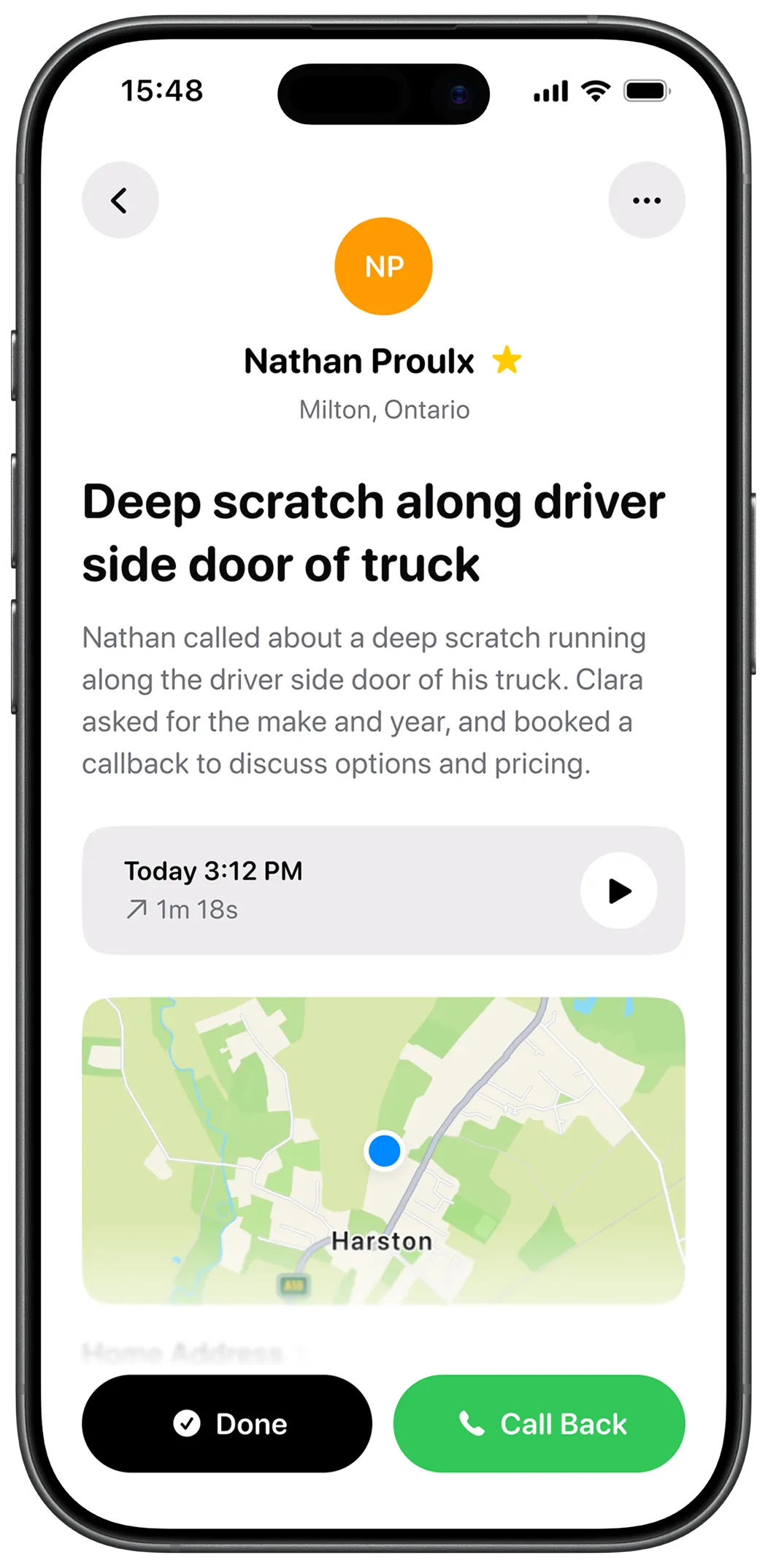 Clara app setup screen