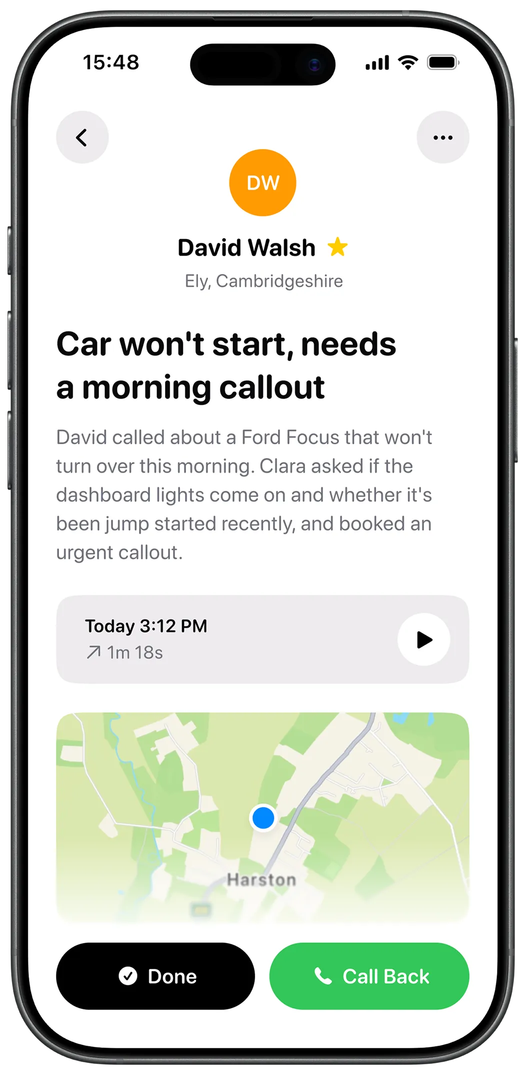 Clara app setup screen