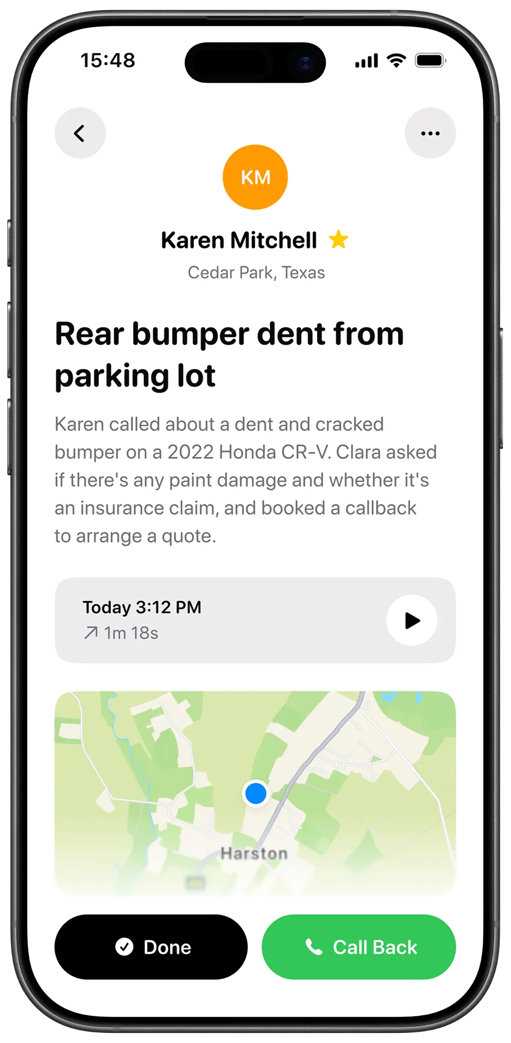 Clara app setup screen